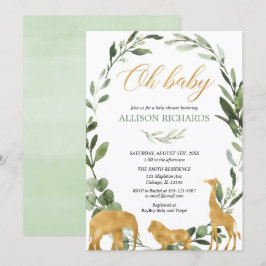 För safarigrönska för gender neutral baby shower inbjudningar