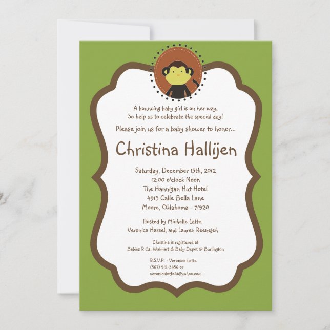 för sagaSafari för djungel 5x7 inbjudan (Framsida)