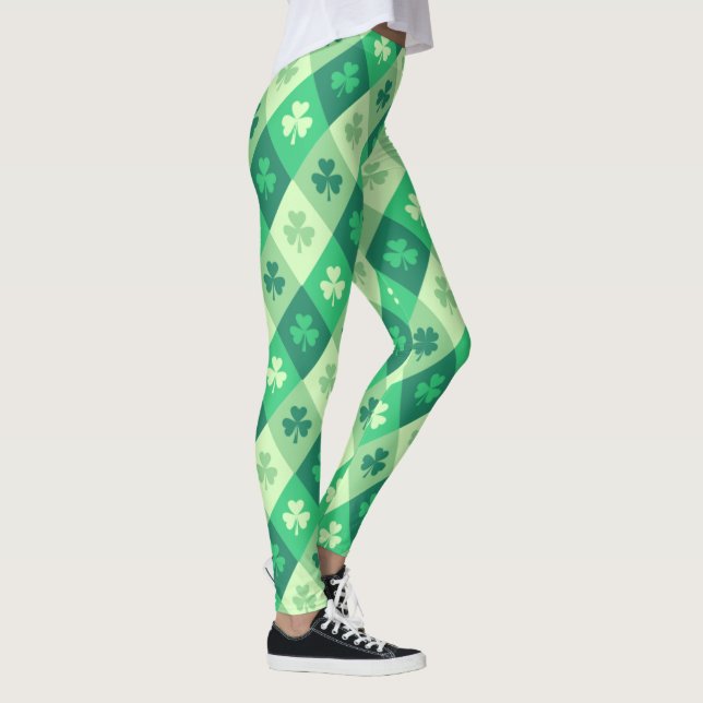 För saint patrickdag för grön Shamrock lycklig Leggings (Höger)