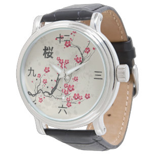 För Sakura för orientalisk stil konst körsbärs Armbandsur