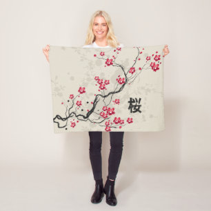 För Sakura för orientalisk stil konst körsbärs Fleecefilt