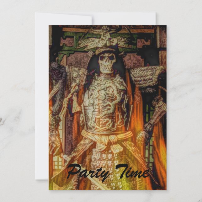 för samuraiarmor för bushido japansk skalle för inbjudningar (Framsida)