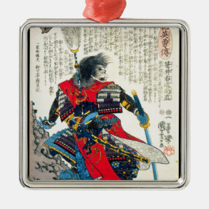 För samuraikrigare för kall orientalisk klassiker julgransprydnad metall