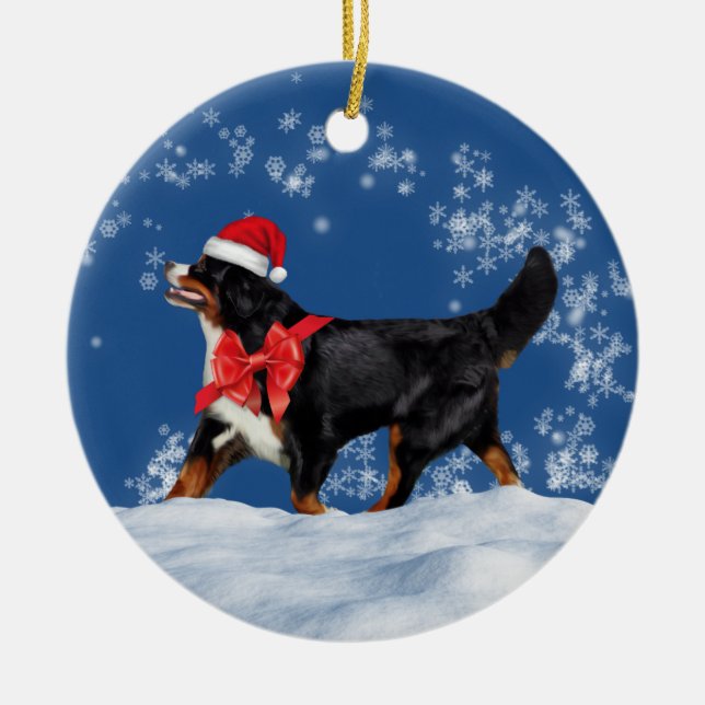 För Santa för Bernese berghund prydnad jul Julgransprydnad Keramik (Framsidan)