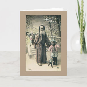 För Santa för gammal värld vintage 1915 fransk jul Helgkort