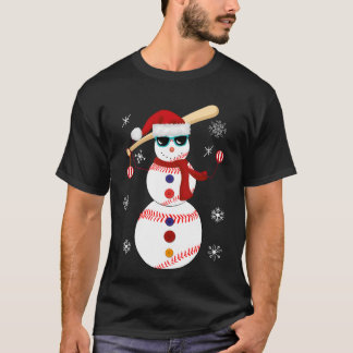 För Santa för julbaseballsnögubbe gåva hatt T Shirt