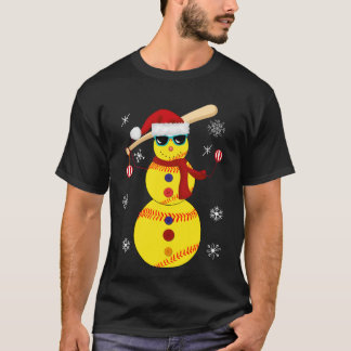 För Santa för julsoftballsnögubbe gåva hatt T Shirt