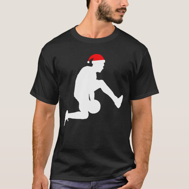 För Santa för Silhouette för julbasketspelare G T Shirt (Framsida)