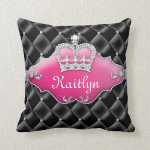 För Satäng för Princess Kröna Kudde Tufted svart