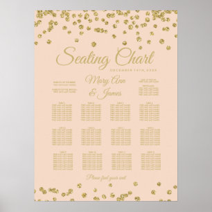 för sätesdiagram Guld Faux Glitter confetti Poster