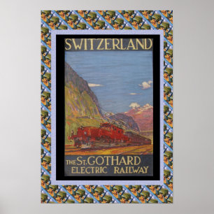 För Schweitz för vintage schweizisk järnväg Poster