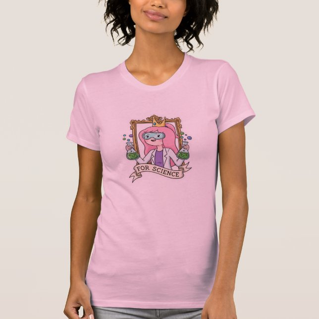 For Science! Pink Princess Scientist T Shirt (Framsida)