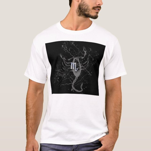 För ScorpioZodiac för krom likt symbol på Hevelius Tee Shirt (Framsida)