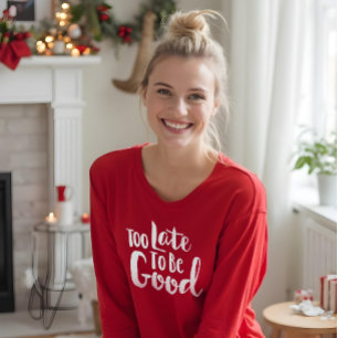 För sent för att vara Bra Vit typografisk jul T Shirt