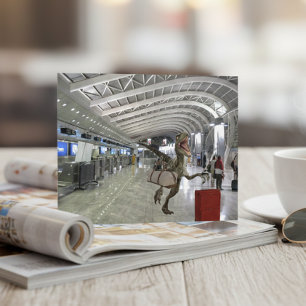 För sent för planet Dinosaurie Rovdjur Roligt Vykort