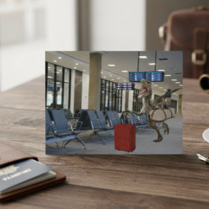 För sent för planet dinosaurie rovsaurier rolig vykort