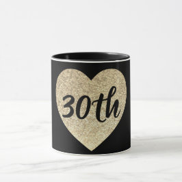 För sequinhjärta för 30års födelsedag guld- mugg