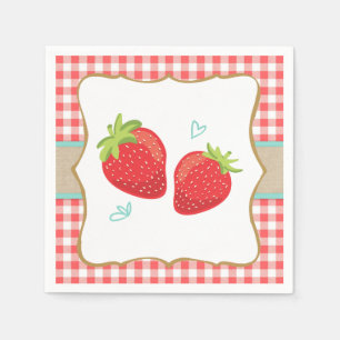 För servettsommar för jordgubbe papper picknick pappersservett
