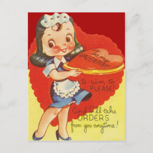 För servitrisvalentin för vintage Retro kort