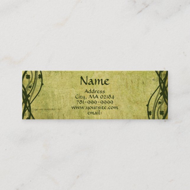 För ShamrockParchment för KRW grön Celtic Mini Visitkort (Framsida)