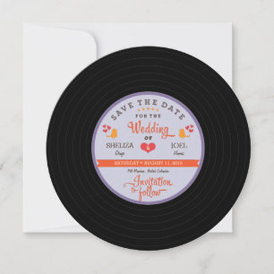 För Sheliza: Retro Vinylskiva Orange Himmel Blå Spara Datumet