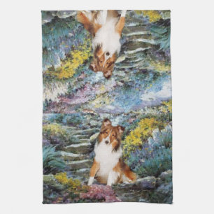 För Sheltie för Shetland Sheepdog gåvor konst Kökshandduk