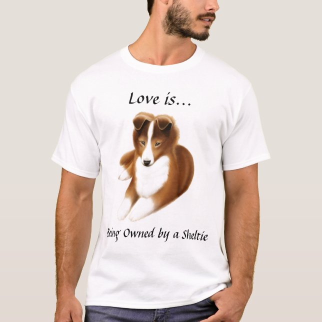 För Sheltie för Shetland Sheepdog skjorta kärlek Tee (Framsida)