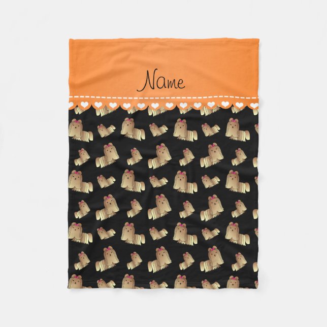 För shih för personlignamnsvart hundar tzu fleecefilt (Framsidan)