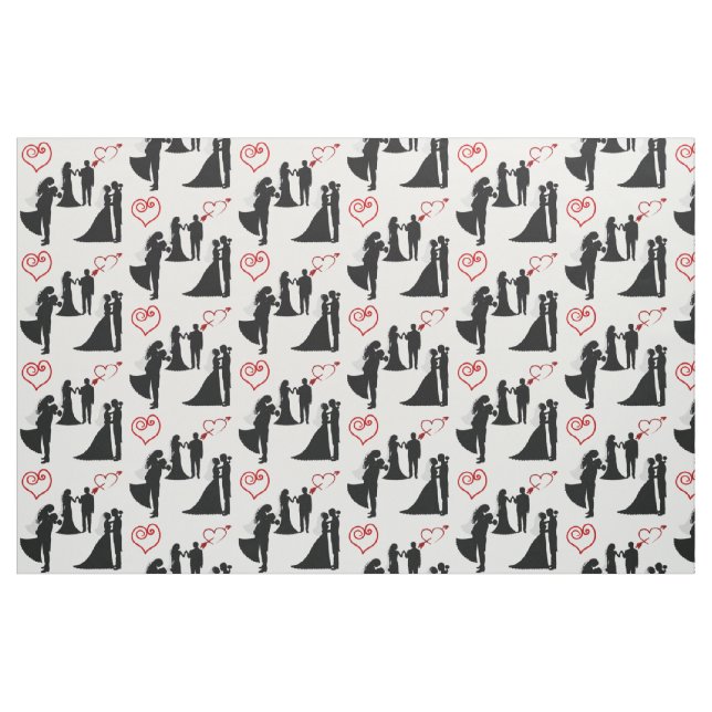 För Silhouettebrudar och rött hjärtatyg för Tyg (Fat Quarter)