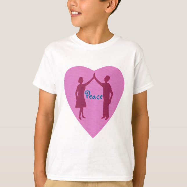 För silhouettefred för kick fem, male och kvinnlig tee shirt (Framsida)
