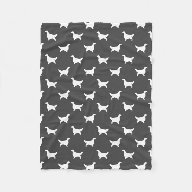 För Silhouettesmönster för engelsk Setter grå färg Fleecefilt (Framsidan)