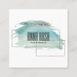 För silverturkos för *~* geometrisk vattenfärg fyrkantigt visitkort