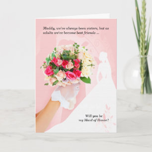 för Sister Rosa Maid of honor Möhippa Inbjudan