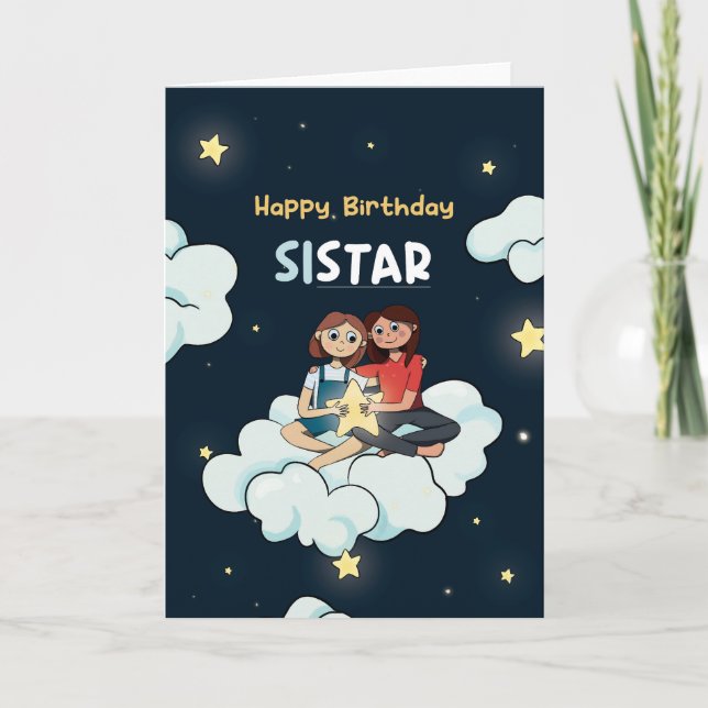 För sister Sistar Birthday Card Kort (Framsida)