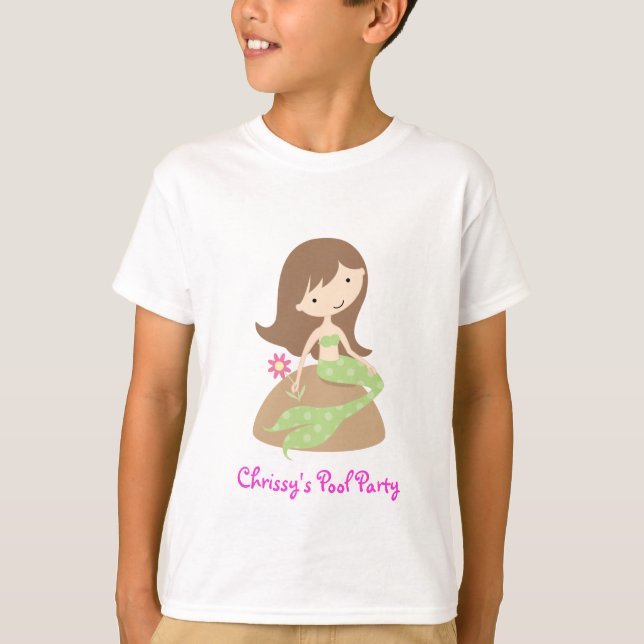 För sjöjungfrubassäng för KRW gulligt grönt barn Tee Shirt (Framsida)