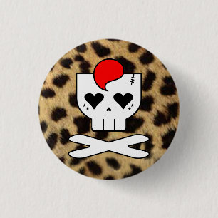 FÖR SKALLECHEETAHEN FÖR KAWAII DEATHROCK TRYCKET KNAPP