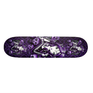 För skallefe "för Belladonna" gotisk purpurfärg Old School Skateboard Bräda 18 Cm