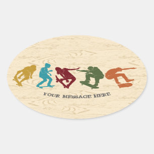 För Skateboarders Skateboarding Graphics Collage Ovalt Klistermärke