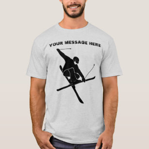 För Skiers Ski Trick Black Silhouette Graphic T Shirt