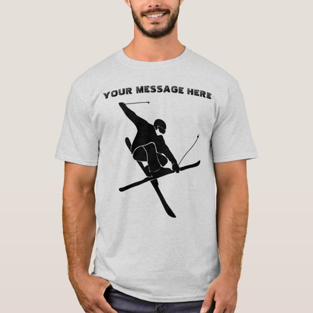 För Skiers Ski Trick Black Silhouette Graphic T Shirt (Framsida)