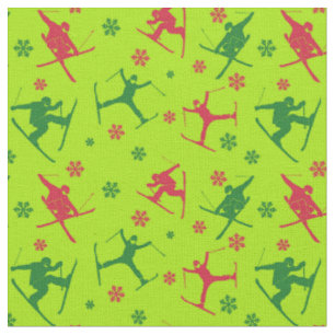 För Skiers Ski Tricks Mönster Lime Green jul Tyg