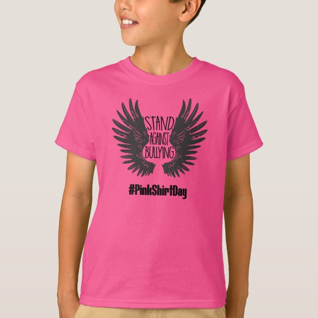 För skjortadag för Anti pennalism rosa stativ mot T Shirt (Framsida)