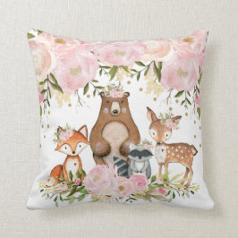 För skogflicka för kvinnlig skogsmark djur dekor kudde
