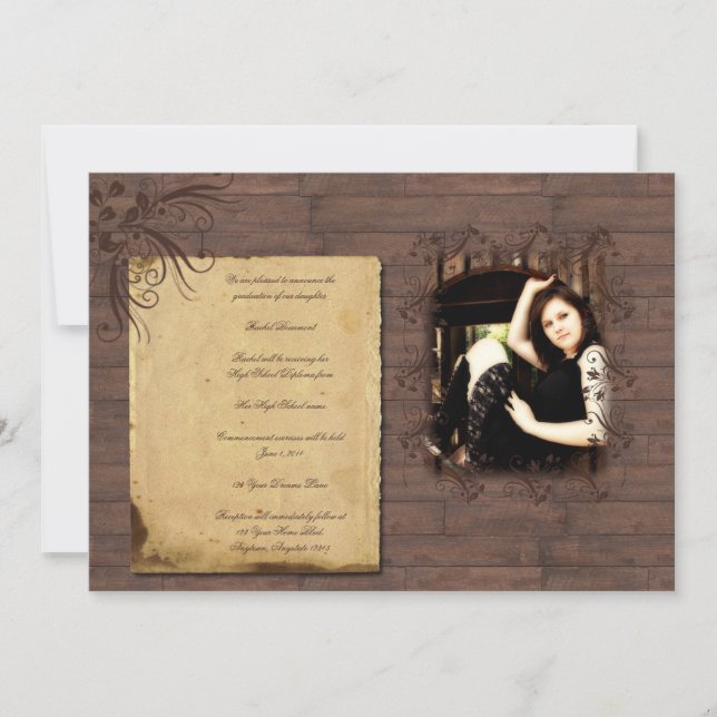 För skönhetstudenten för ladugård Wood meddelande Inbjudningar (Framsida)