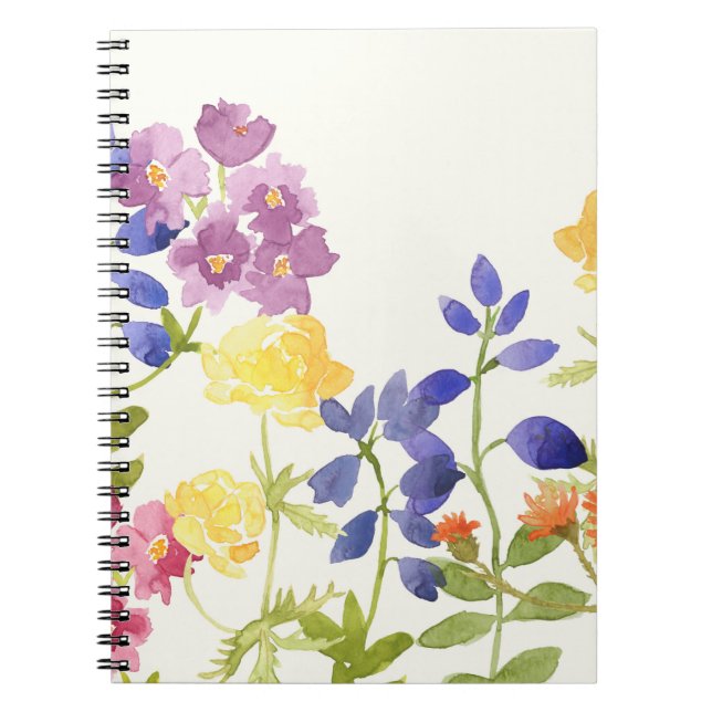 För skotska spiral anteckningsbok akvarellblommor (Framsidan)
