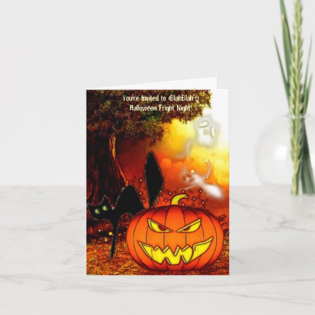 För skrämsel halloween festinbjudan på nätterna inbjudan (Framsida)