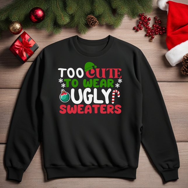 För slam för Bära, fuktig sötare T Shirt (Too Cute To Wear Ugly Sweaters Funny Christmas Sweatshirt)