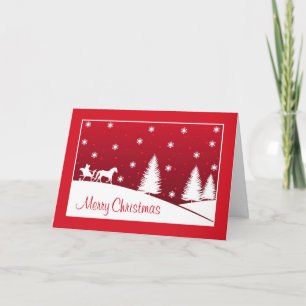 För Sleighsnö för jul häst röd dragen plats Helgkort