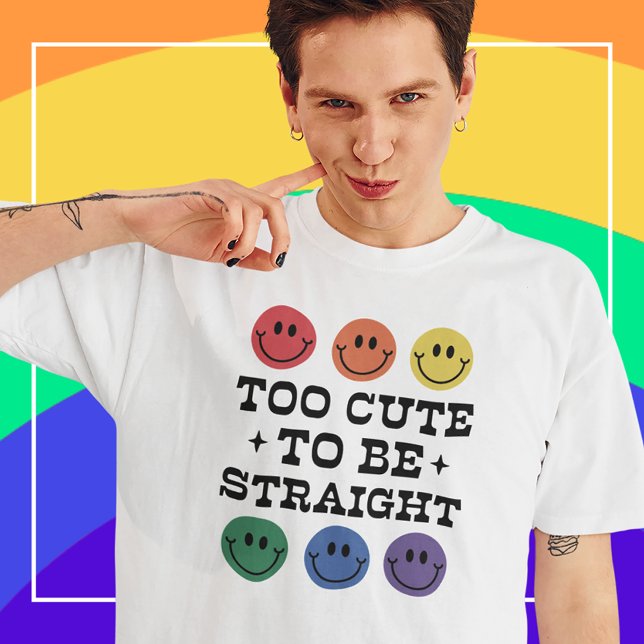 För slö för att vara Raka Gay pride, vit T Shirt (Skapare uppladdad)