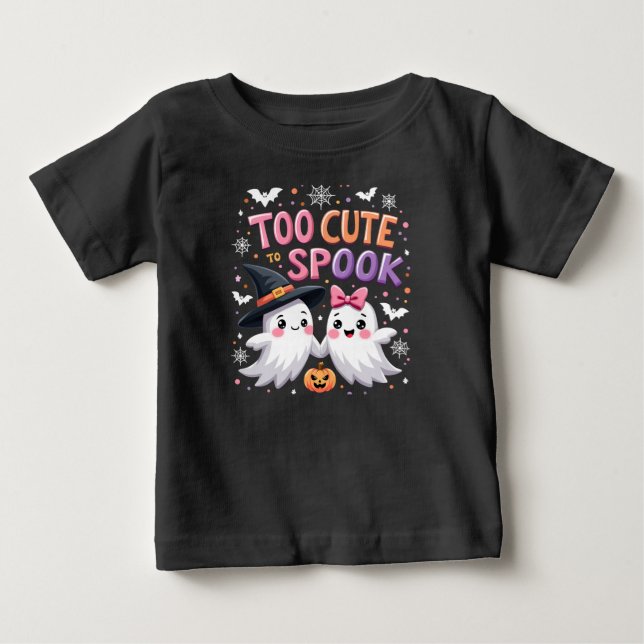 För slö för Cute Halloween Spöken. T Shirt (Framsida)